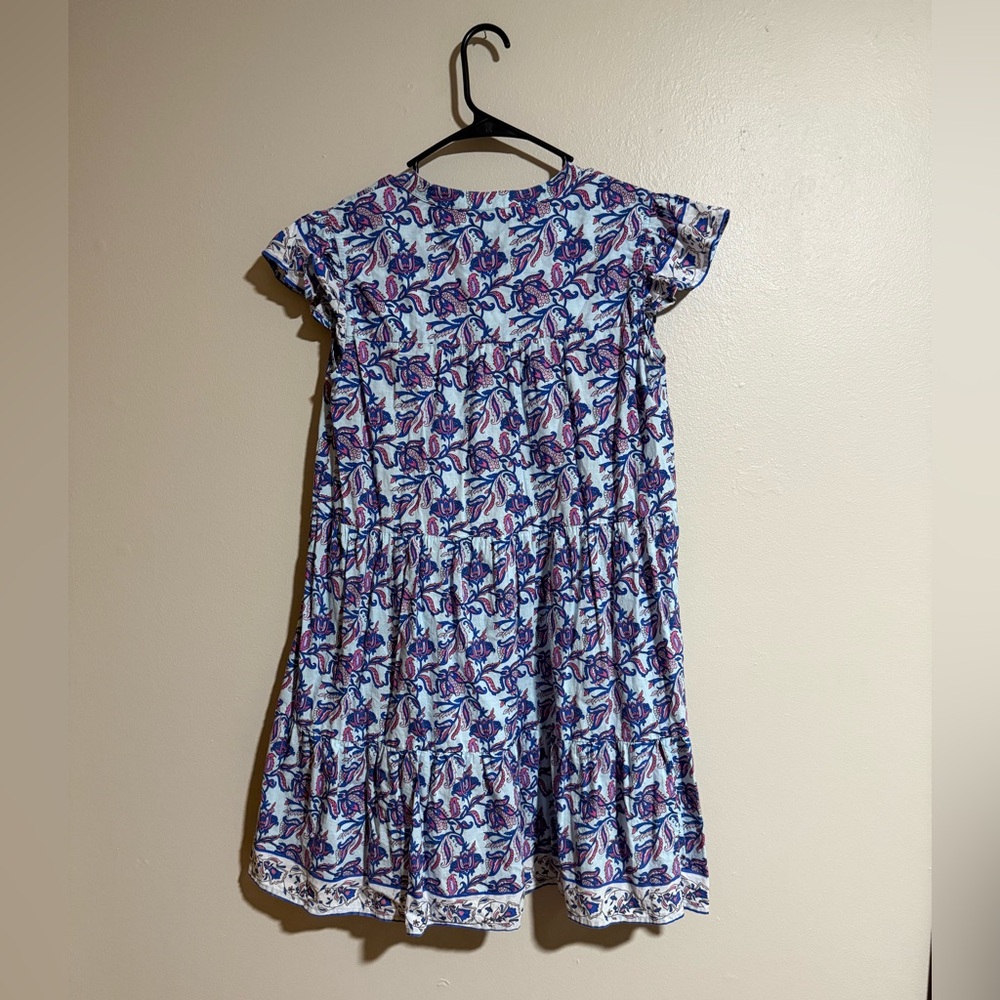 Bindu Blue Floral Mini Dress Size Small 100% Cotton - Picture 2 of 4